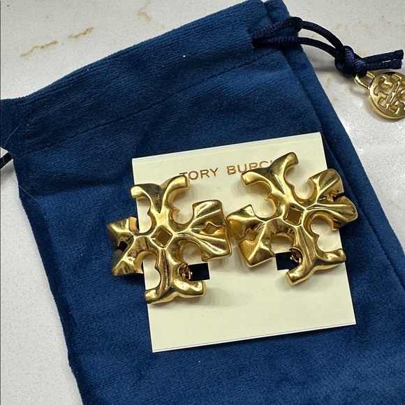 Tory Burch large gold clip on earrings new - Picture 2 of 4